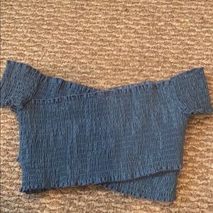 F21 denim cross cross crop top size XS-M